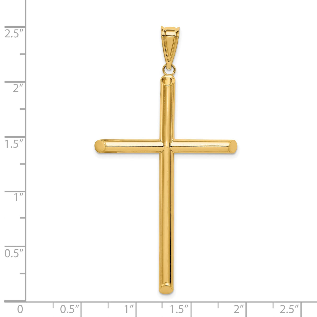 14k Yellow Gold Latin Cross Pendant, High Polish Unisex Religious Charm Jewelry