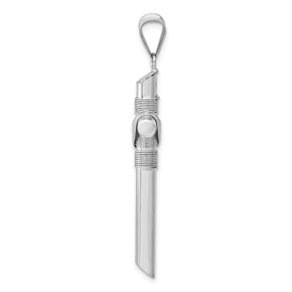 14k White Gold Cross Pendant with Textured Latin Rope Design for Men and Women