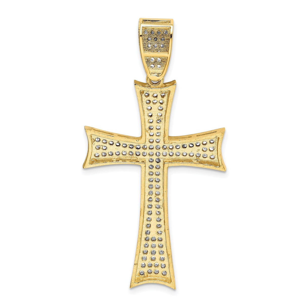 14k Yellow Gold and Rhodium Maltese Cross Pendant with Cubic Zirconia