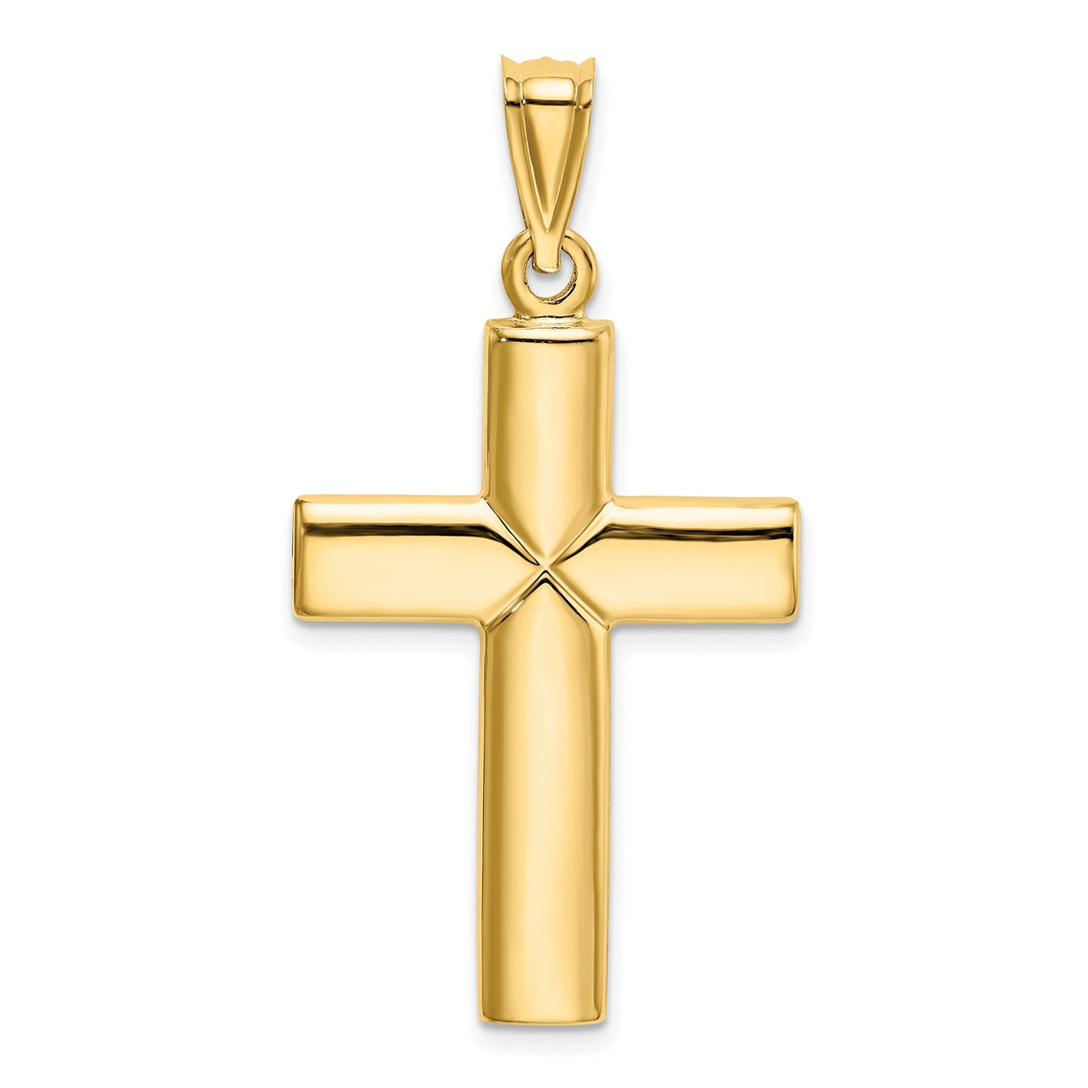 14k Yellow Gold Latin Cross Pendant, Polished Reversible Religious Jewelry for Men and Women