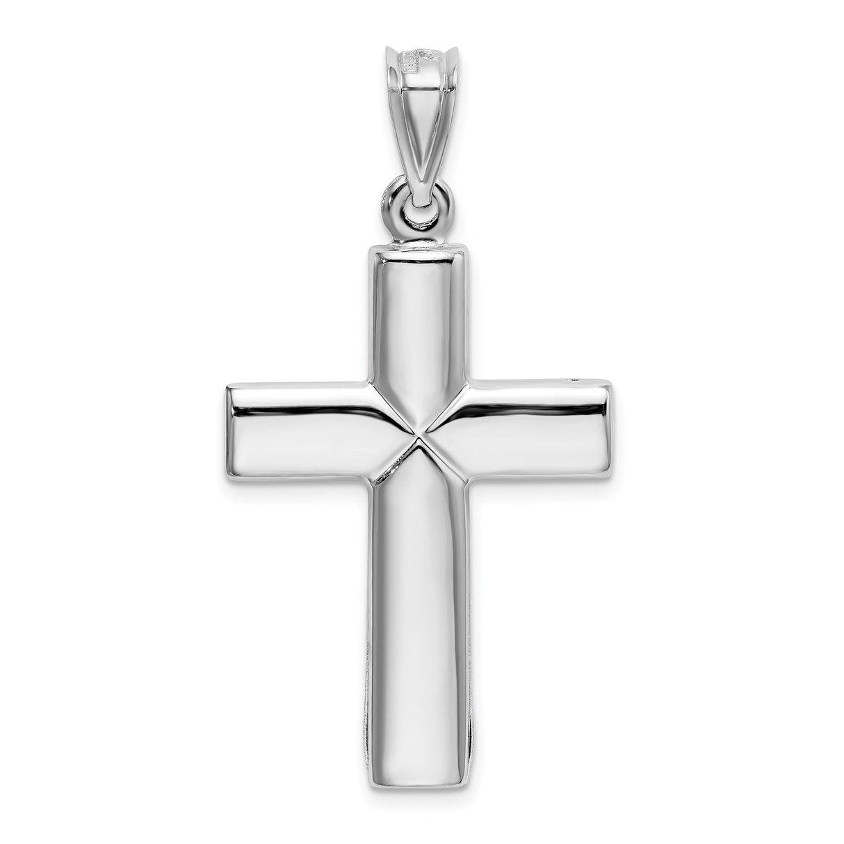 14k White Gold Reversible Latin Cross Pendant with Polished Mirror Finish