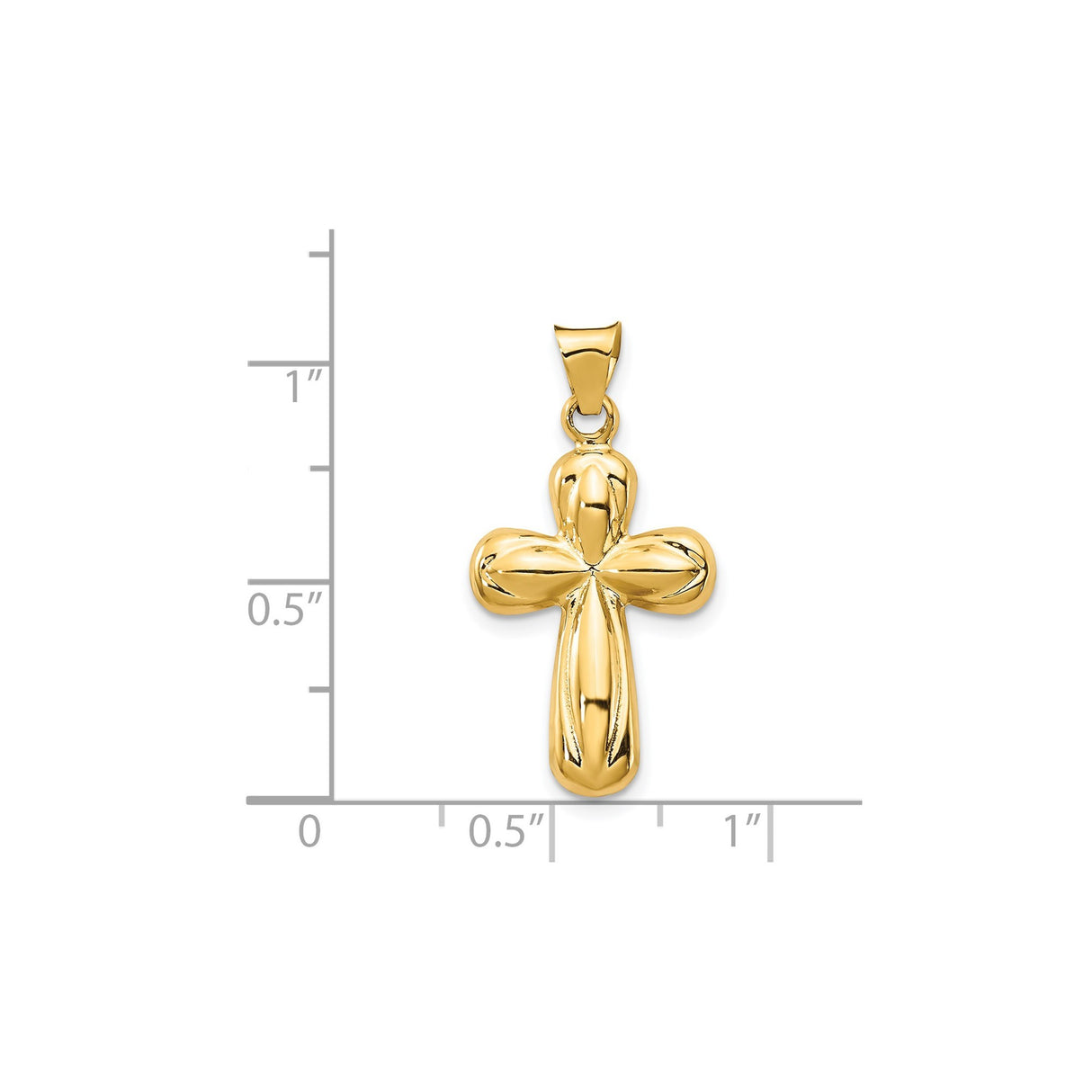 14k Yellow Gold Cross Pendant, Bold Sculpted Design, High Polish Religious Charm for Men and Women