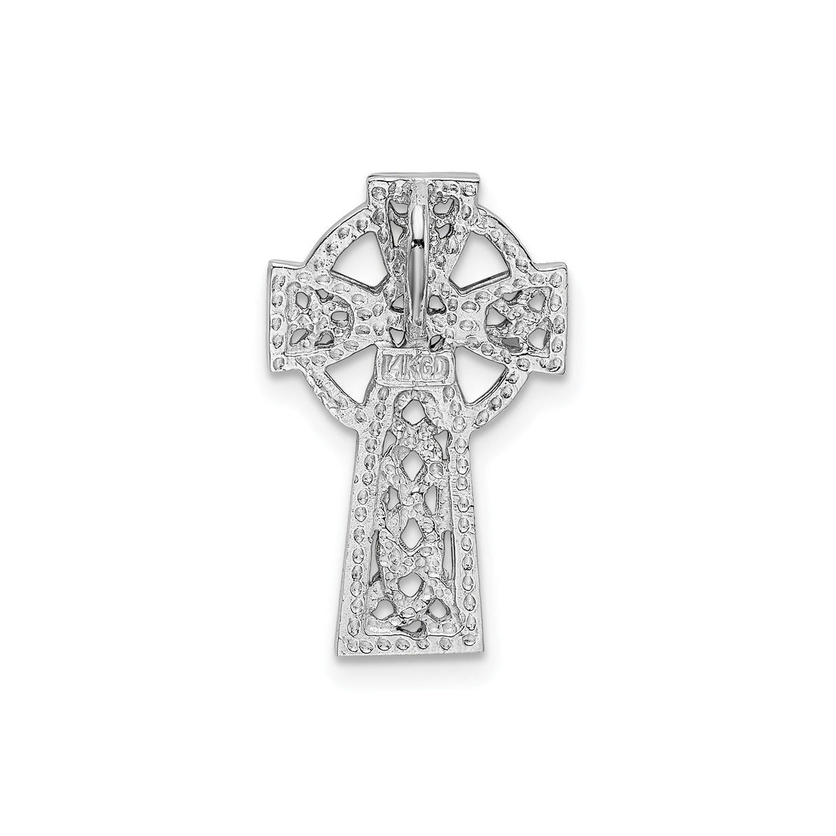 14k White Gold Cross Pendant with Celtic Knot Halo Design
