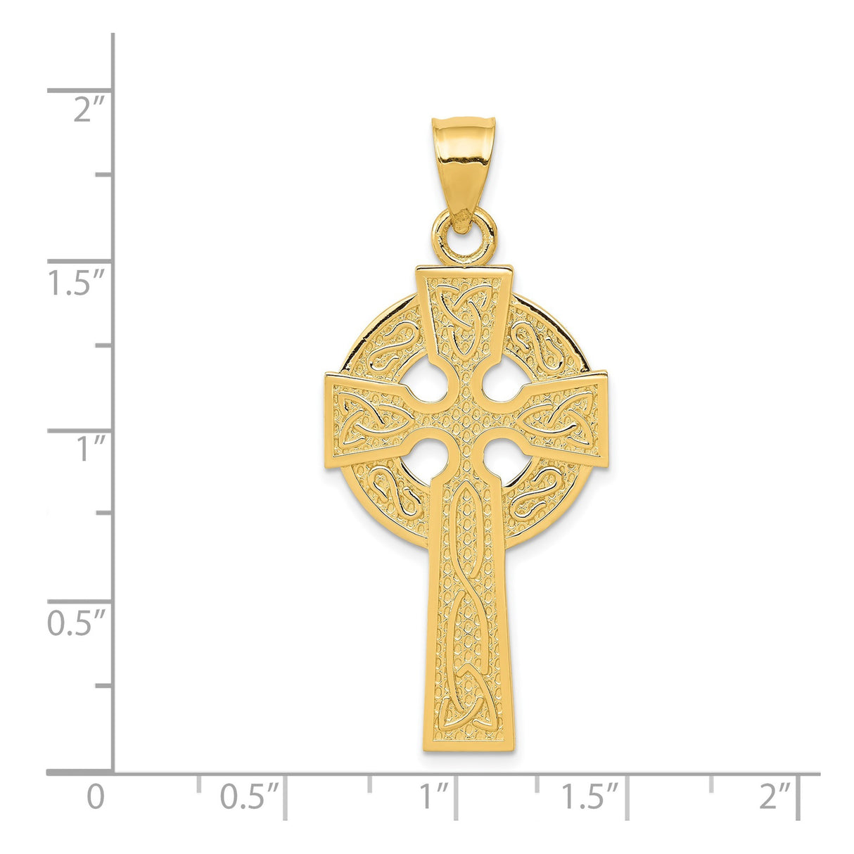 14k Yellow Gold Celtic Triquetra Cross Pendant with Textured Knotted Design