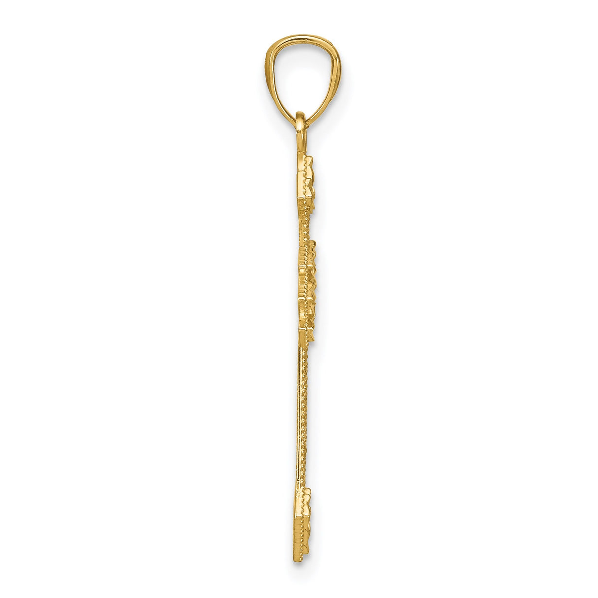 14k Yellow Gold Patonce Cross Pendant with Milgrain Border and Filigree Detailing