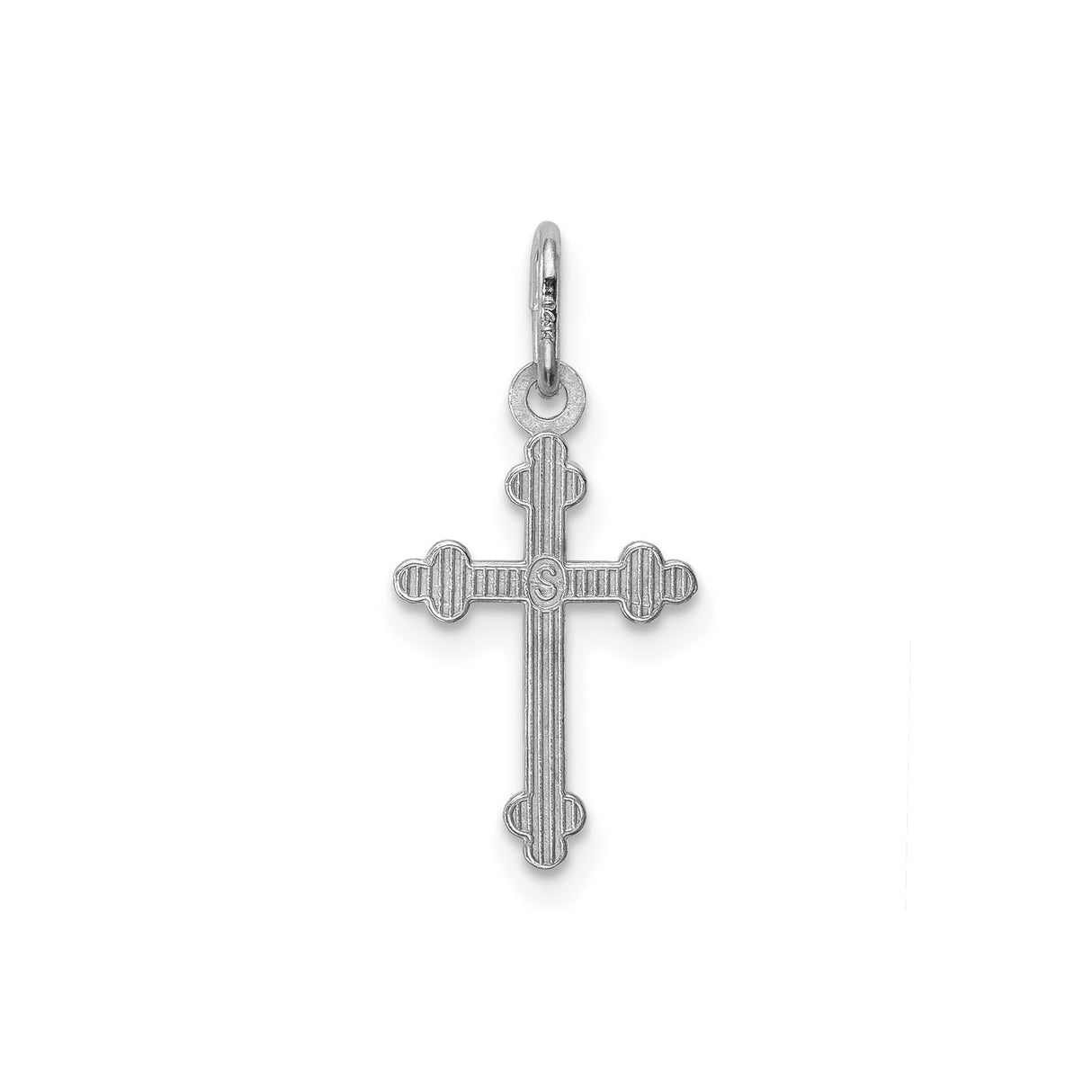 14k White Gold Budded Cross Pendant, Polished Religious Jewelry for Men and Women