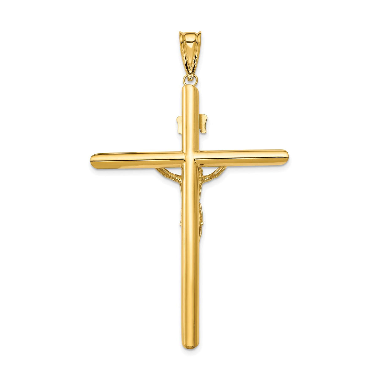 14k Two-Tone Gold Crucifix Pendant, INRI Latin Cross, Religious Christian Jewelry for Men and Women