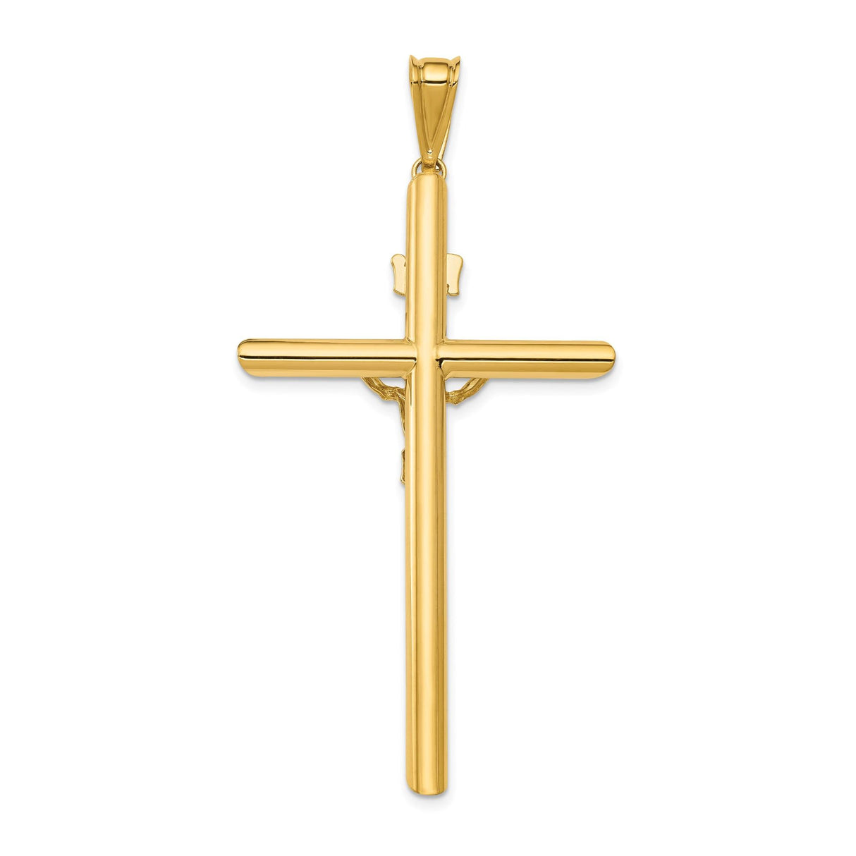 14k Multi-Tone Gold Crucifix Cross Pendant with INRI and Figured Christ Symbol