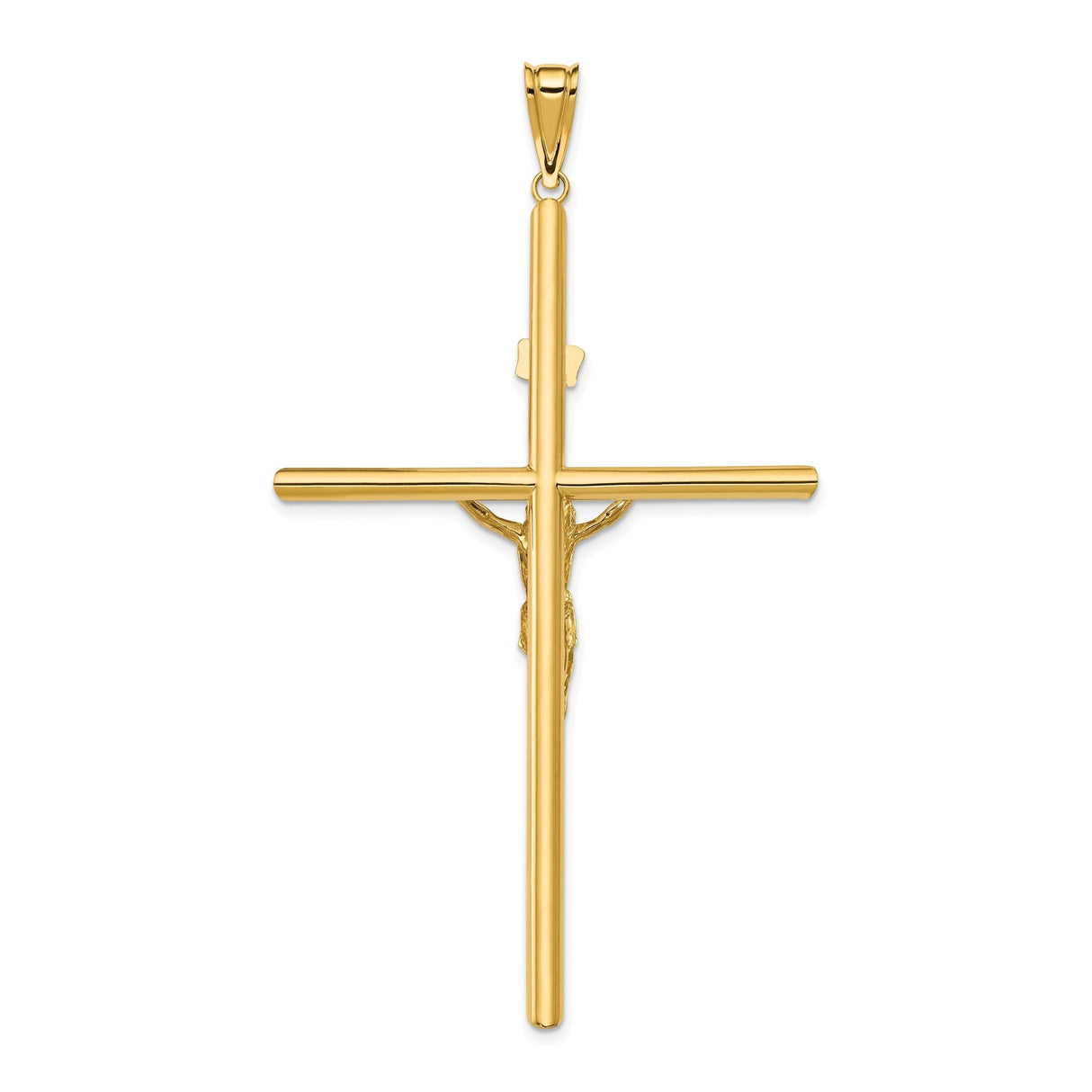 14k Multi-Tone Gold Crucifix Pendant with INRI, Latin Cross Charm, Christian Religious Jewelry
