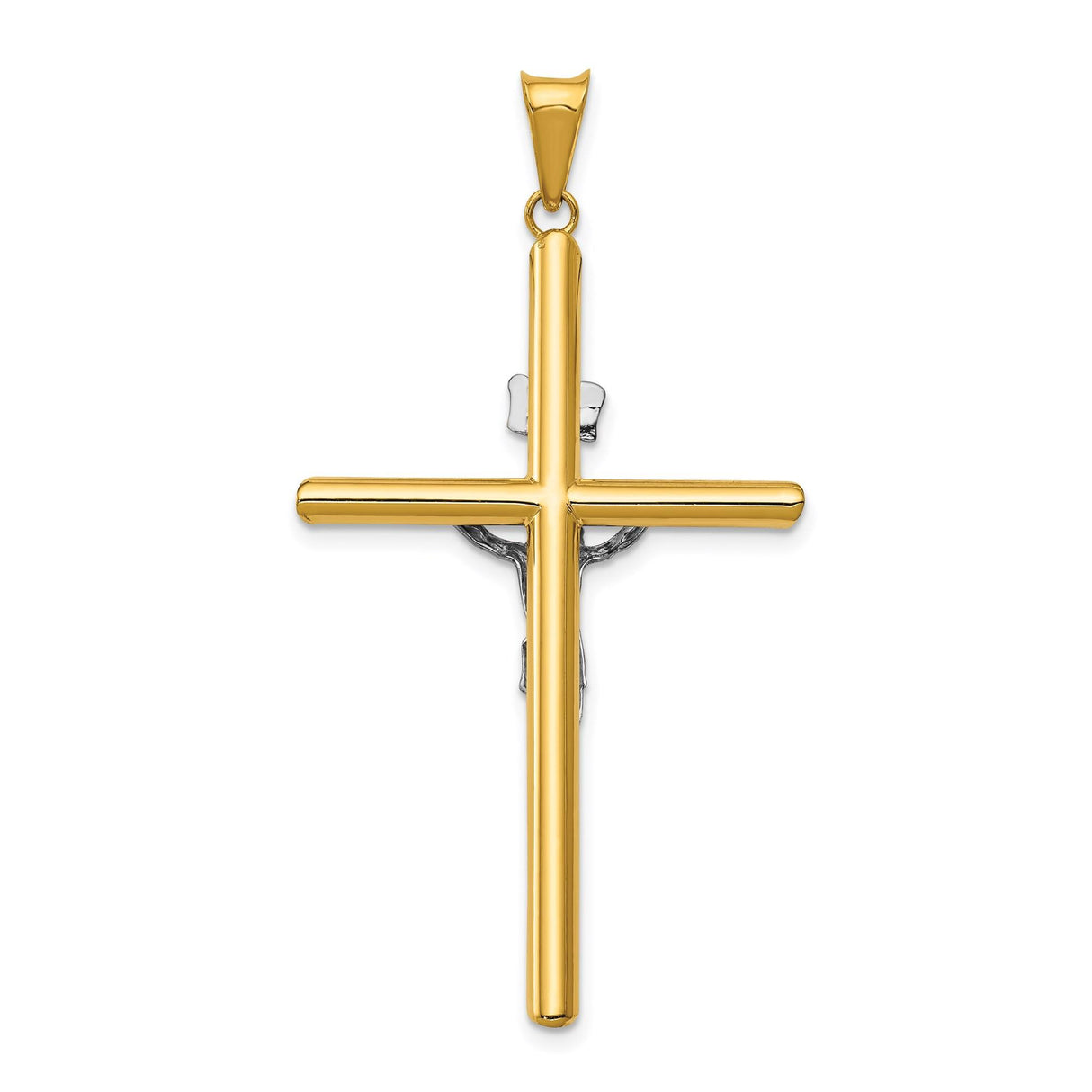 14k Multi-Tone Gold Crucifix Pendant with INRI Latin Cross Design for Men and Women