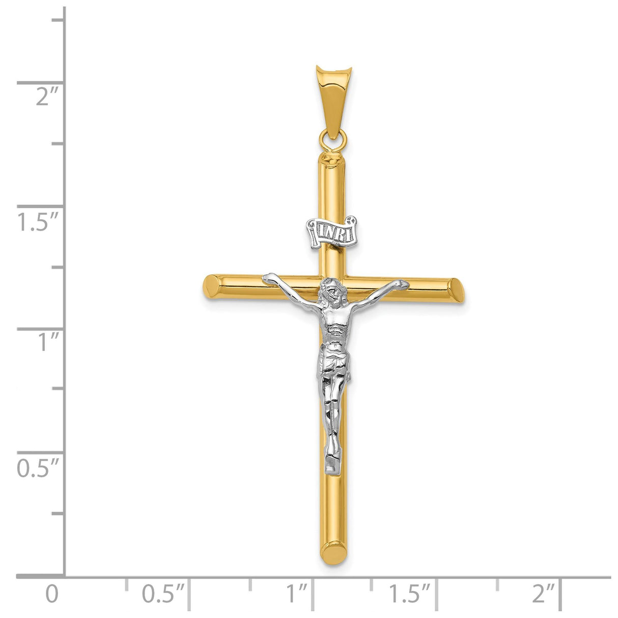 14k Multi-Tone Gold Crucifix Pendant with INRI Latin Cross Design for Men and Women