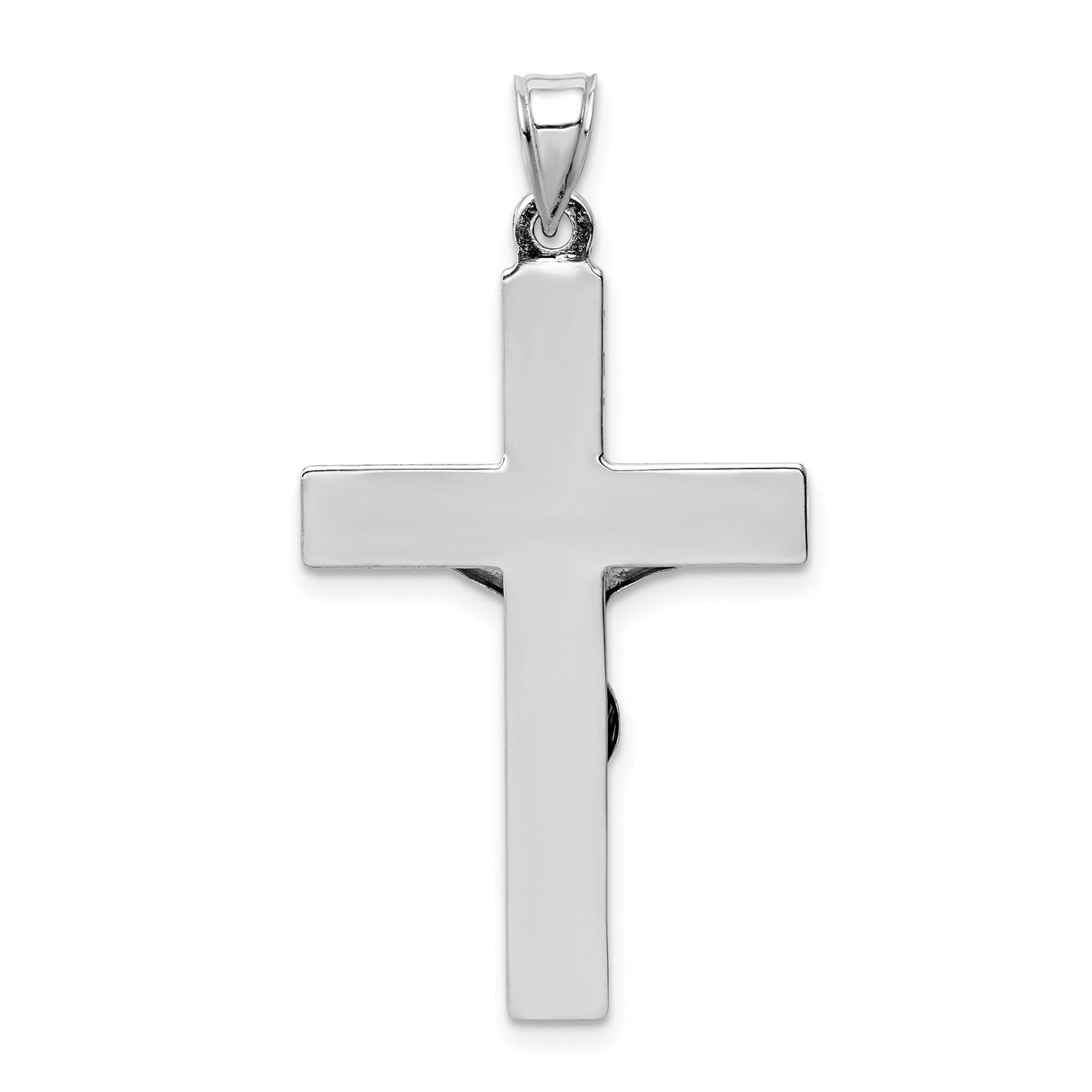 14k White Gold Crucifix Cross Pendant with Detailed Jesus, Religious Christian Charm