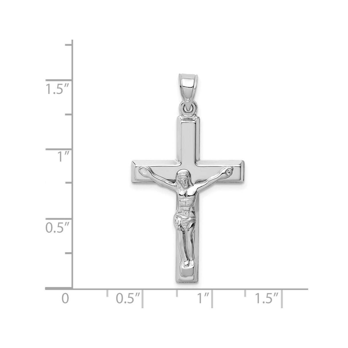 14k White Gold Crucifix Cross Pendant with Detailed Jesus, Religious Christian Charm