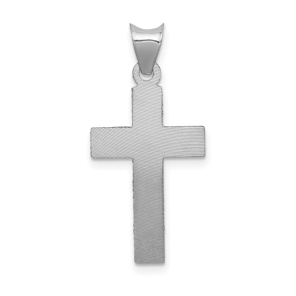 14k White Gold Crucifix Cross Pendant with Textured Design, Religious Christian Charm