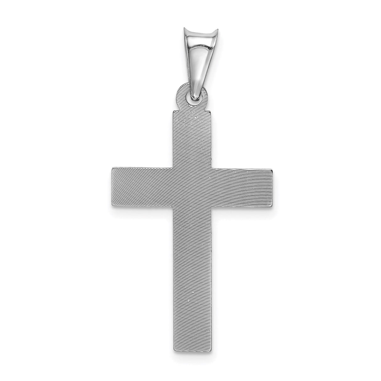 14k White Gold Crucifix Pendant with Textured Diamond-Cut Jesus Design, Latin Cross for Men and Women