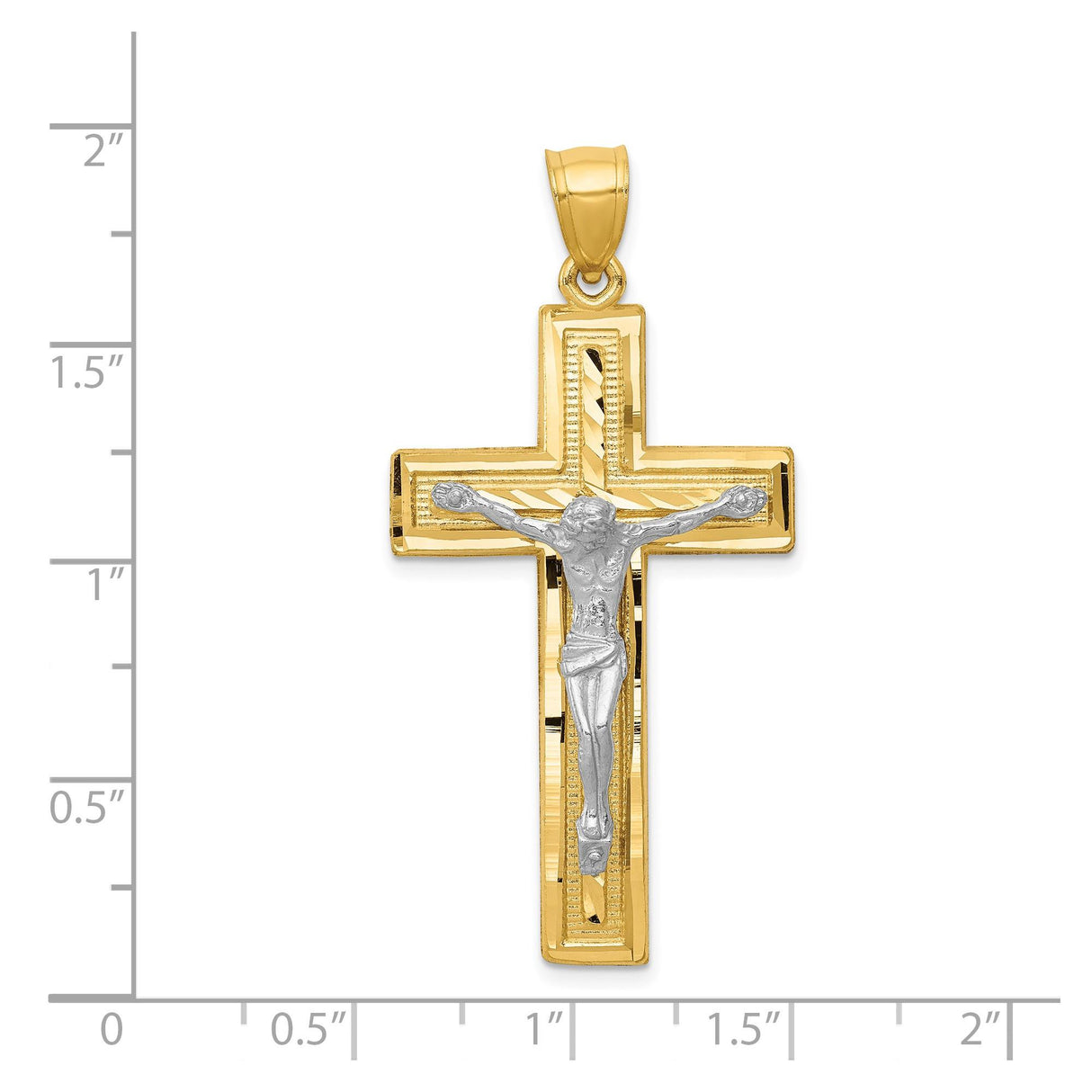 14k Multi-Tone Gold Crucifix Pendant with Latin Cross and Christ Figure