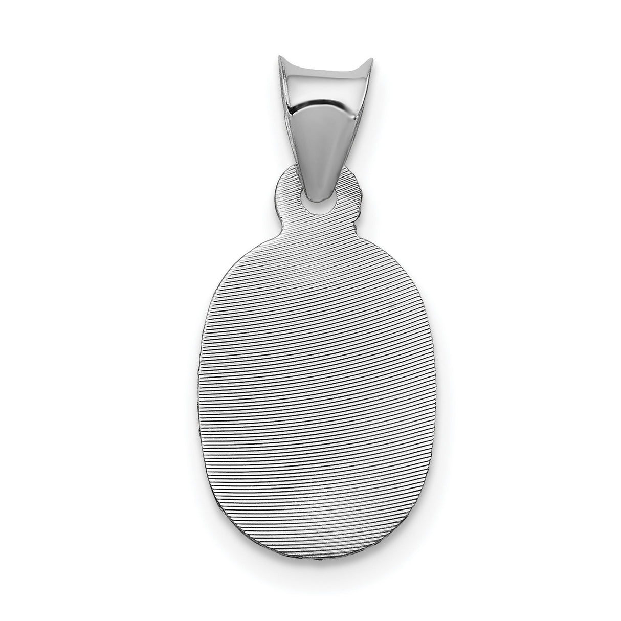 Polished Our Lady of Guadalupe Religious Figure Oval Charm Pendant in Real 14k White Gold