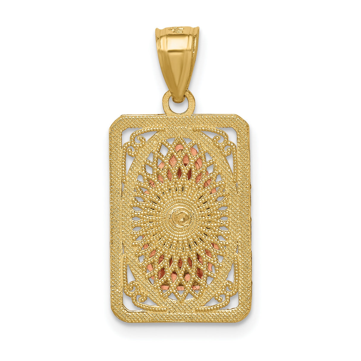 14k Two-Tone Gold Virgin Mary Pendant Featuring Our Lady of Guadalupe Christian Medal