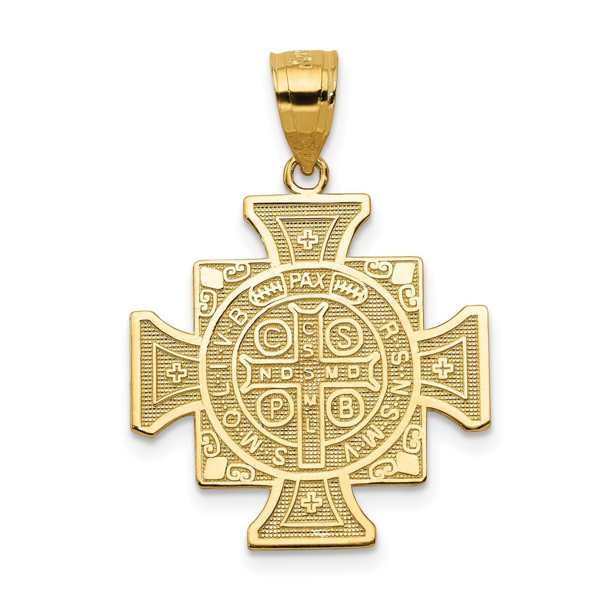 14k Yellow Gold Cross Pendant with Maltese Saint Religious Symbol for Men and Women