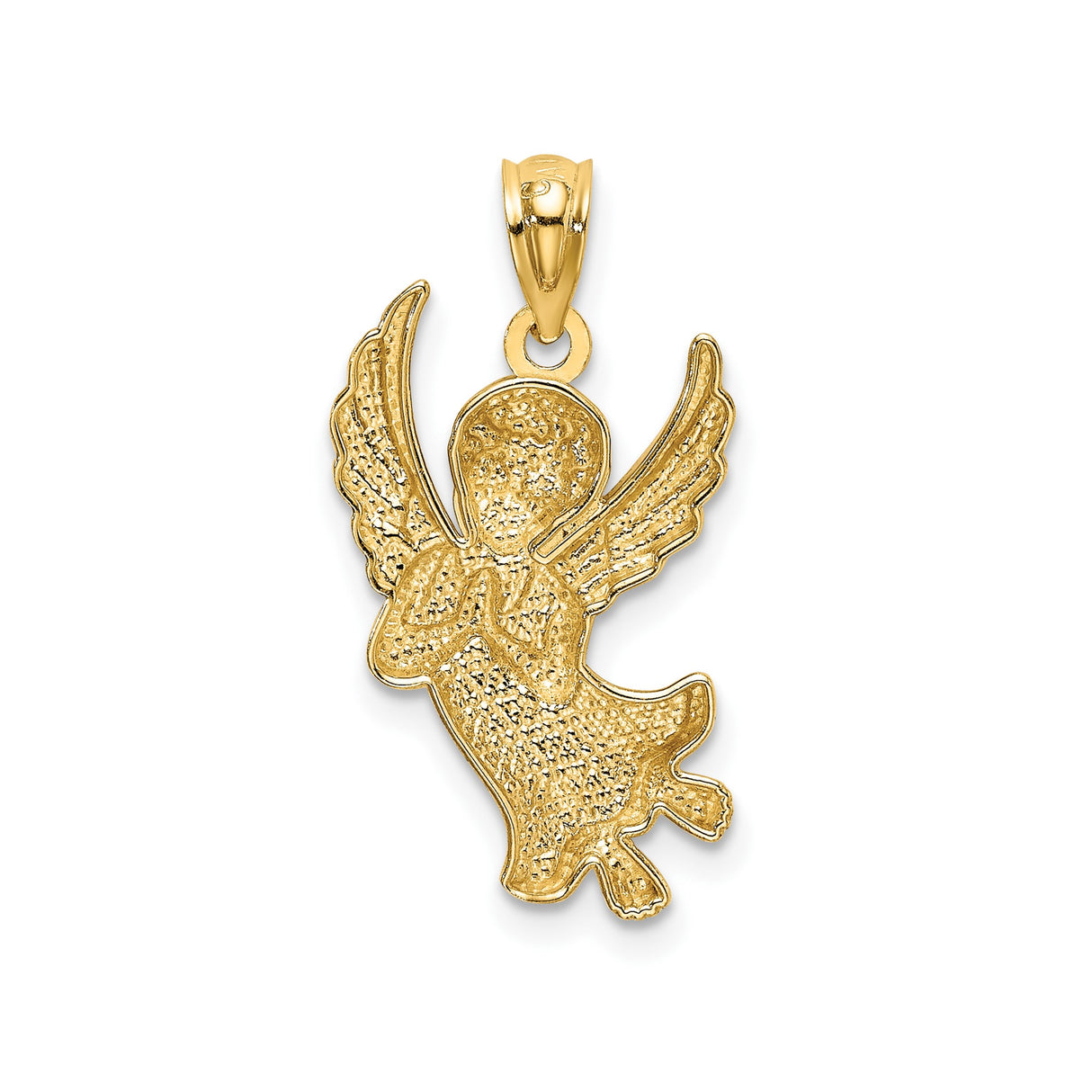 14k Multi-Tone Gold Angel Pendant with Praying Hands and Rhodium Wings