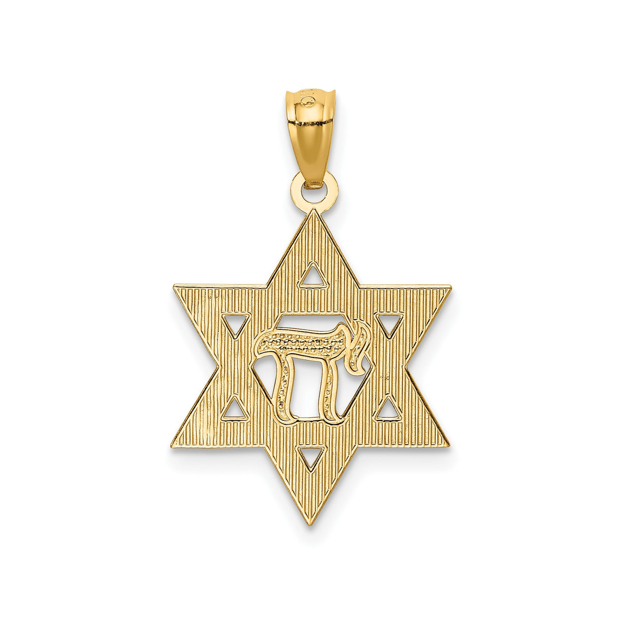 14k Multi-Tone Gold Star of David Pendant with Hebrew Chai Symbol, Jewish Faith Charm