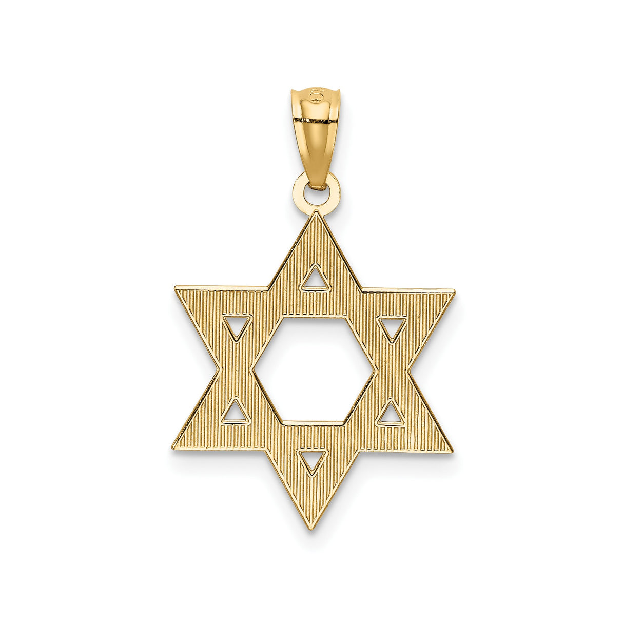 14k Yellow Gold Star of David Pendant with Diamond-Cut Detailing, Jewish Symbol Charm