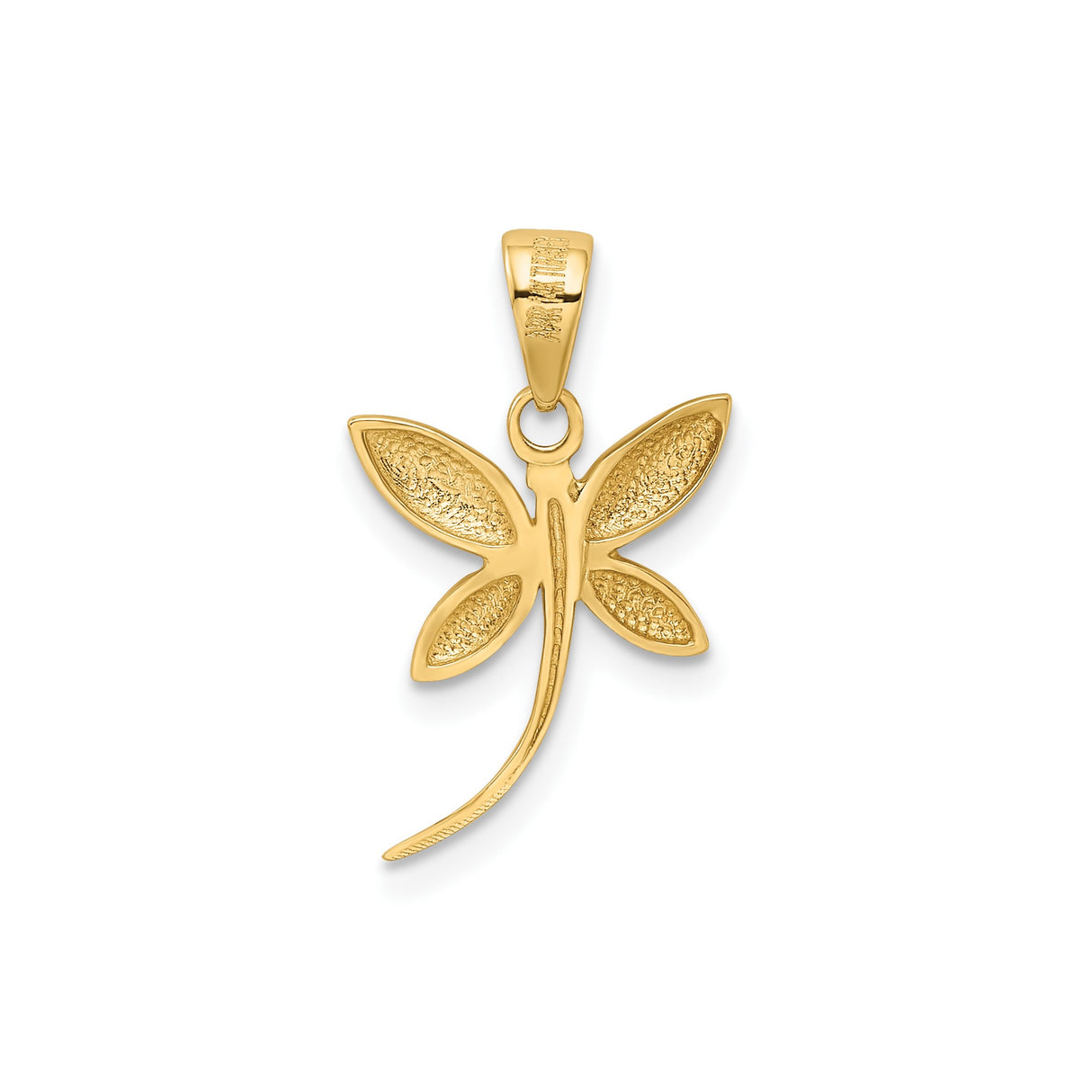14k Multi-Tone Gold Dragonfly Pendant, Textured Nature-Inspired Charm for Women