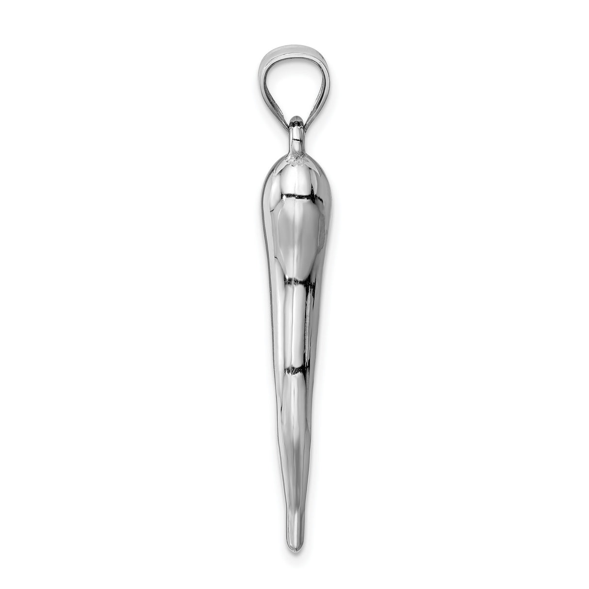 14k White Gold Italian Horn Pendant, Cornicello Amulet Symbol of Protection and Good Luck