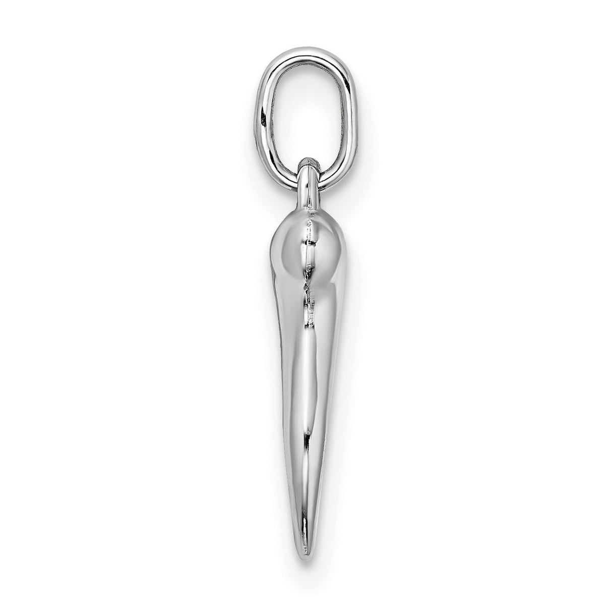 Hollow Italian Horn Charm Pendant in Real 14k White Gold