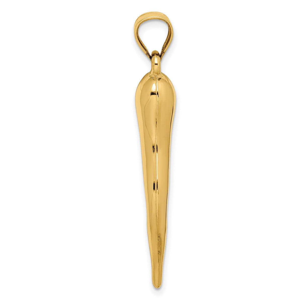 14k Yellow Gold Italian Horn Pendant, Cornicello Amulet for Good Luck and Protection