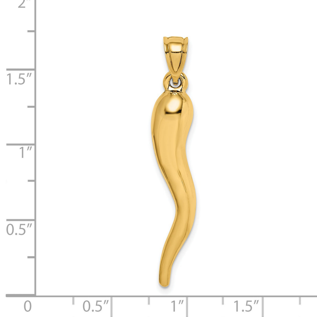 14k Yellow Gold Italian Horn Pendant, Cornicello Amulet for Good Luck and Protection