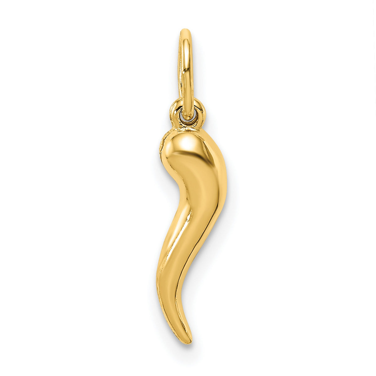 14k Yellow Gold Italian Horn Pendant, Cornicello Protection Charm Amulet for Good Luck
