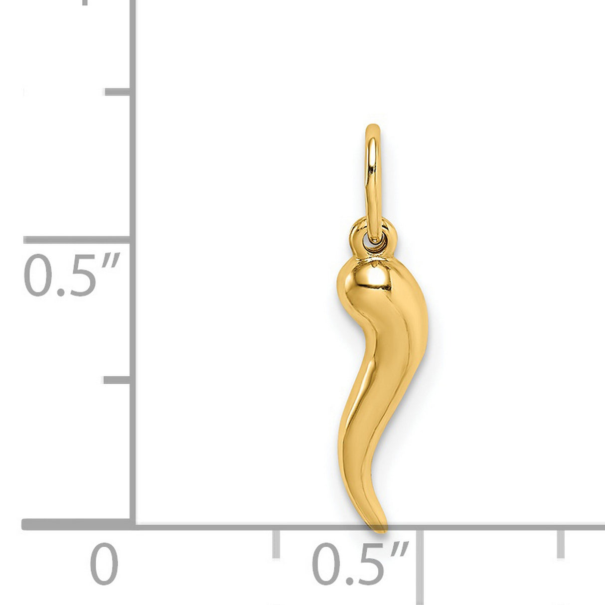14k Yellow Gold Italian Horn Pendant, Cornicello Protection Charm Amulet for Good Luck