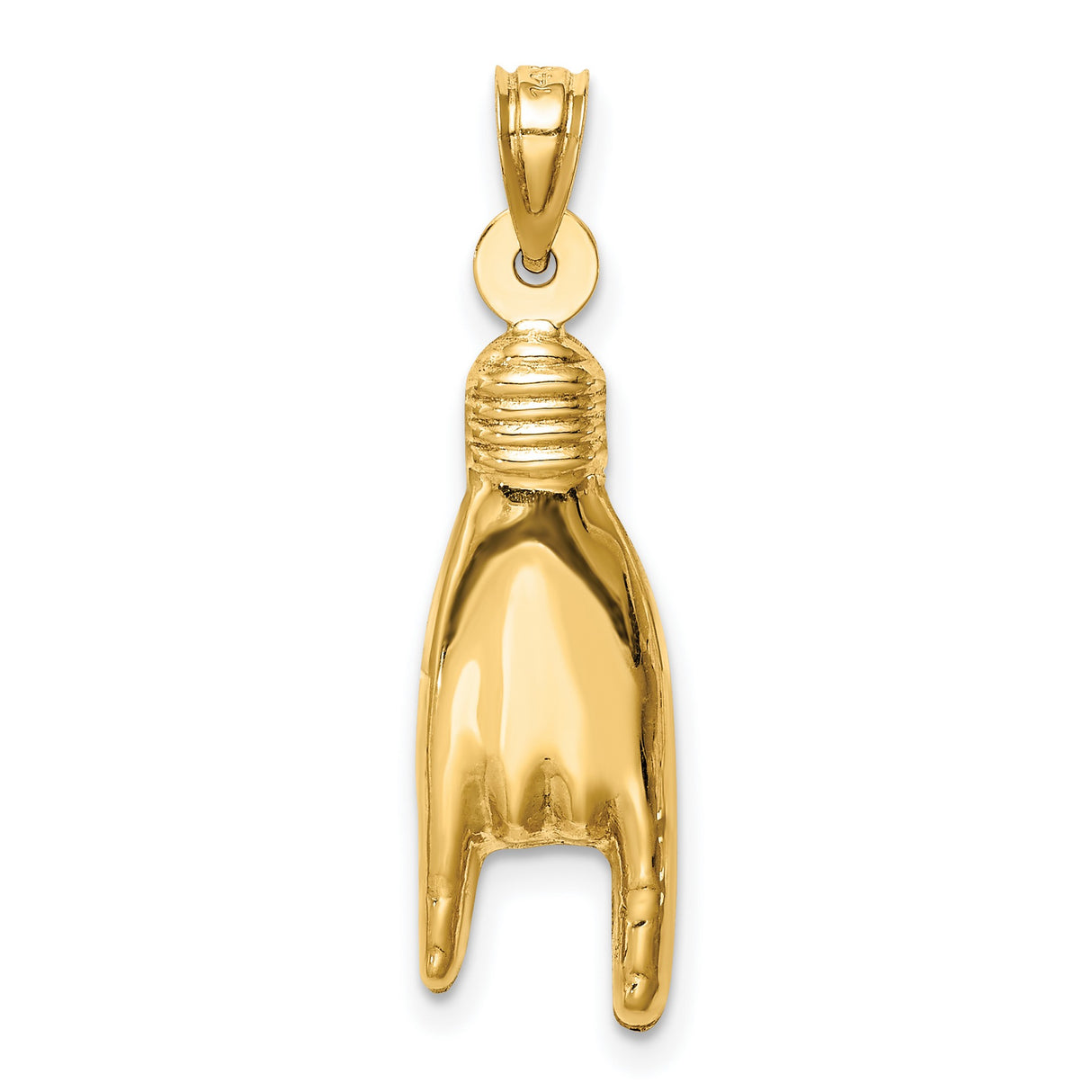 14k Yellow Gold ASL I Love You Hand Pendant, American Sign Language Charm