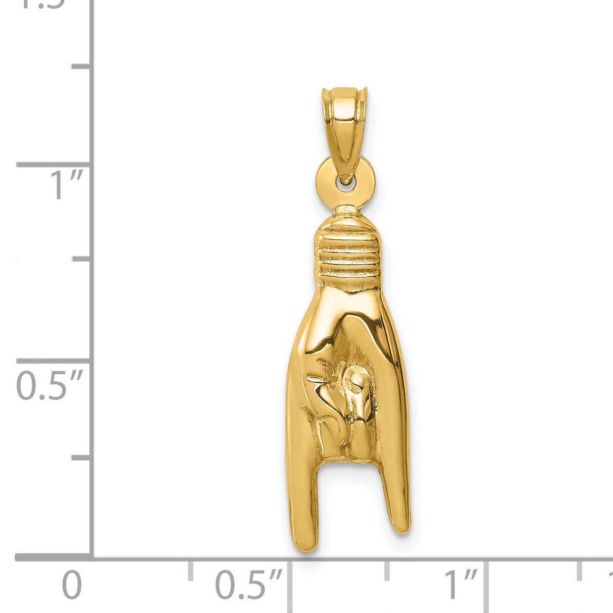 14k Yellow Gold ASL I Love You Hand Pendant, American Sign Language Charm