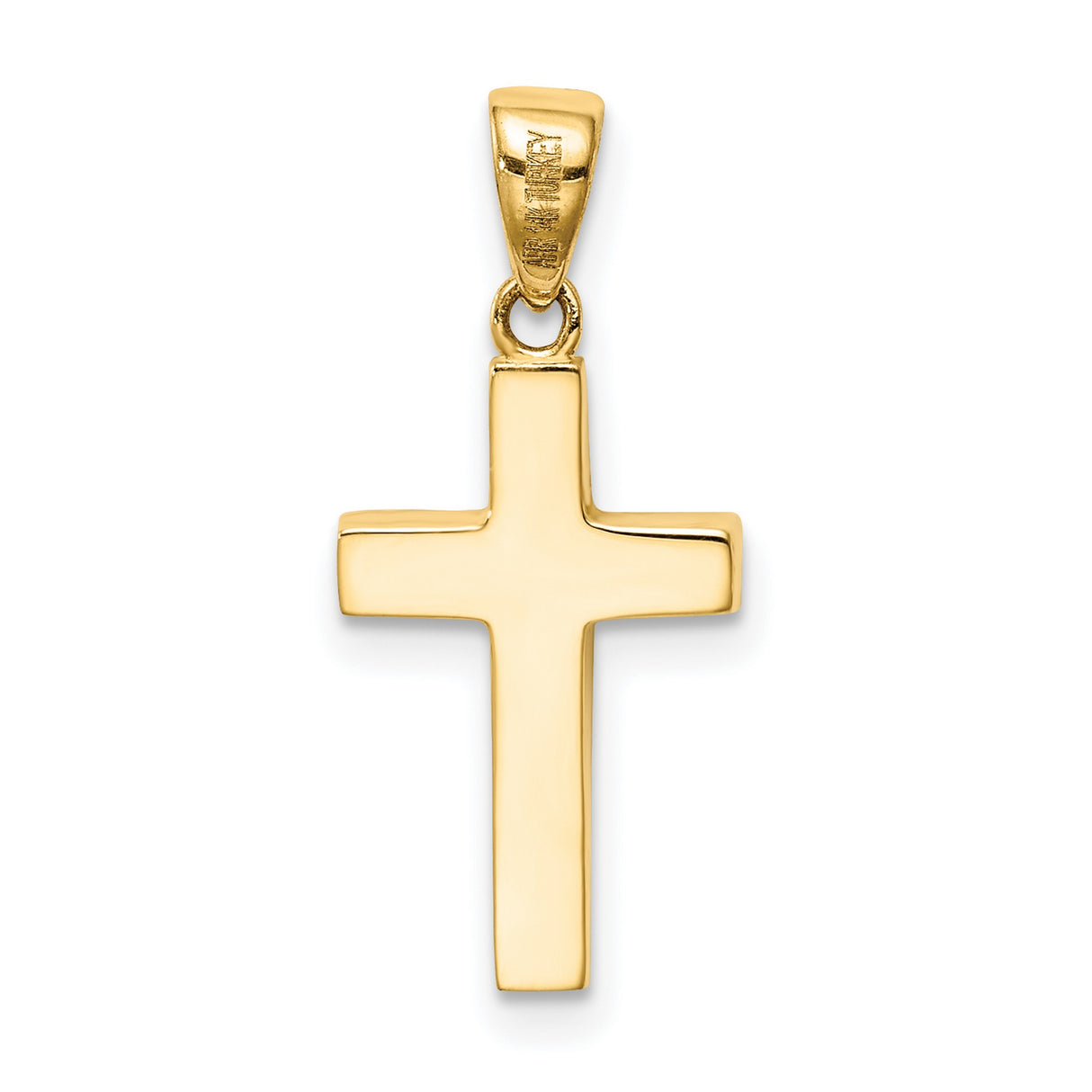 14k Yellow Gold Cross Pendant, Smooth Finish Religious Charm, Unisex Spiritual Jewelry