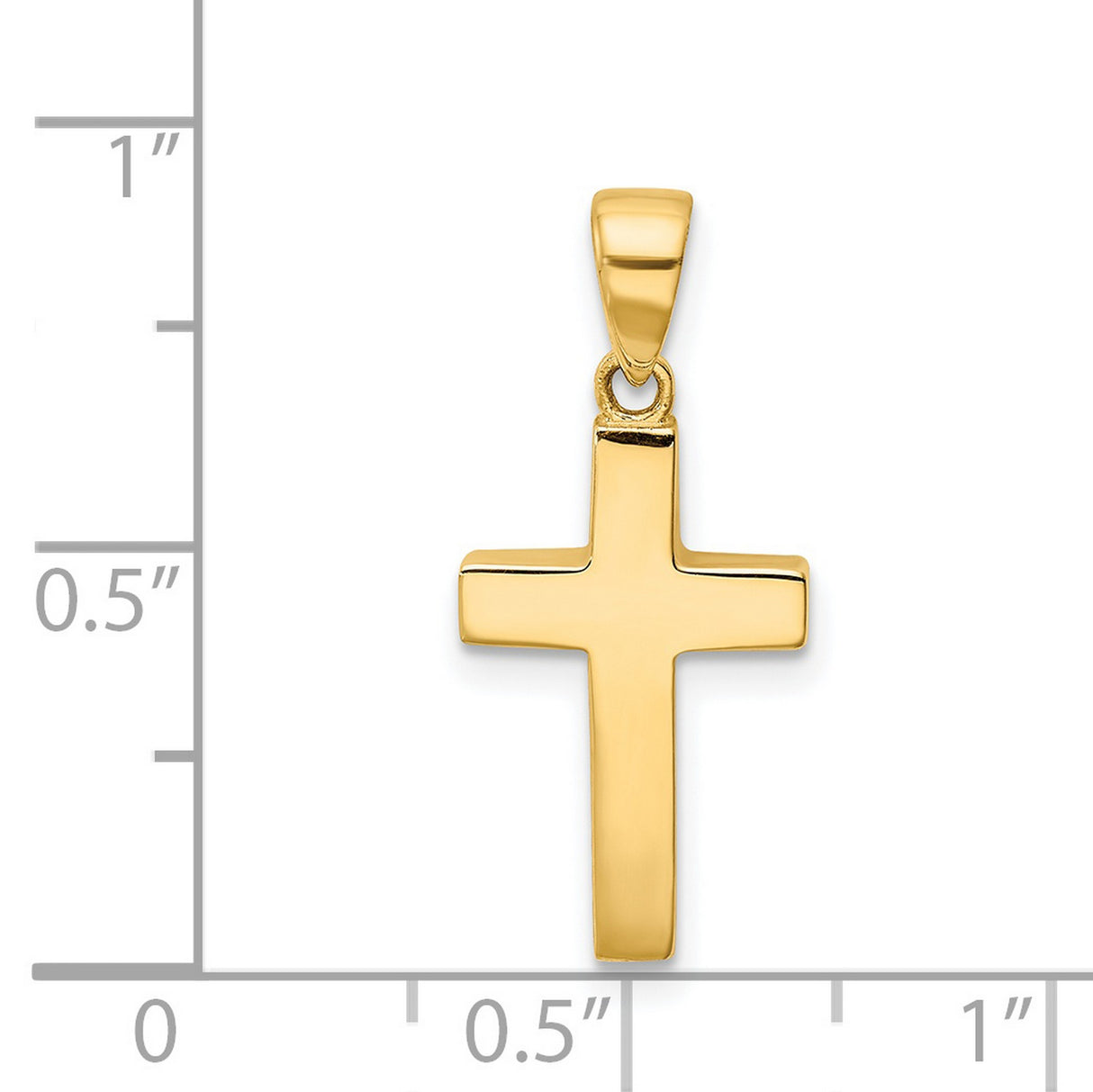 14k Yellow Gold Cross Pendant, Smooth Finish Religious Charm, Unisex Spiritual Jewelry