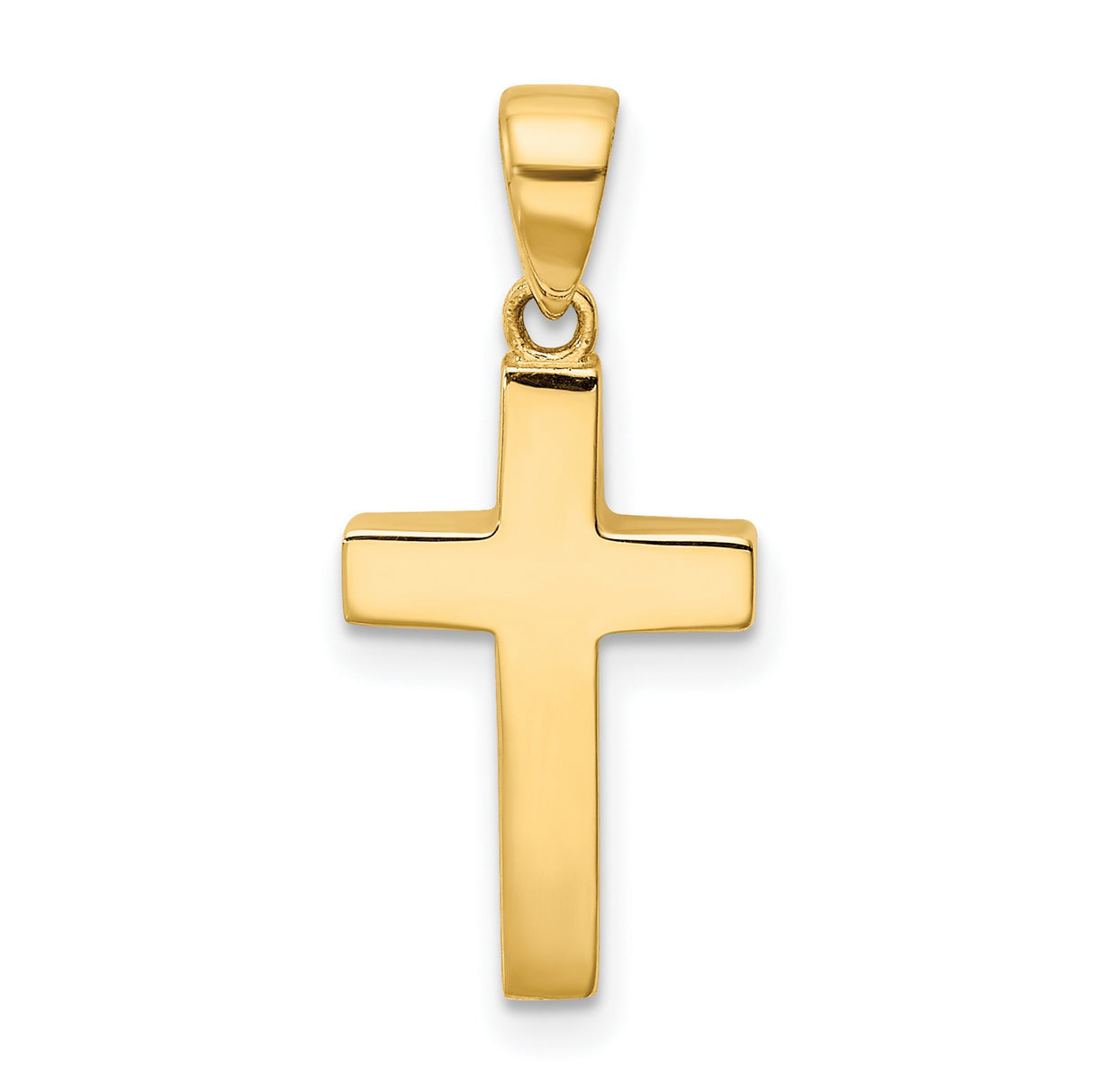 14k Yellow Gold Cross Pendant, Smooth Finish Religious Charm, Unisex Spiritual Jewelry