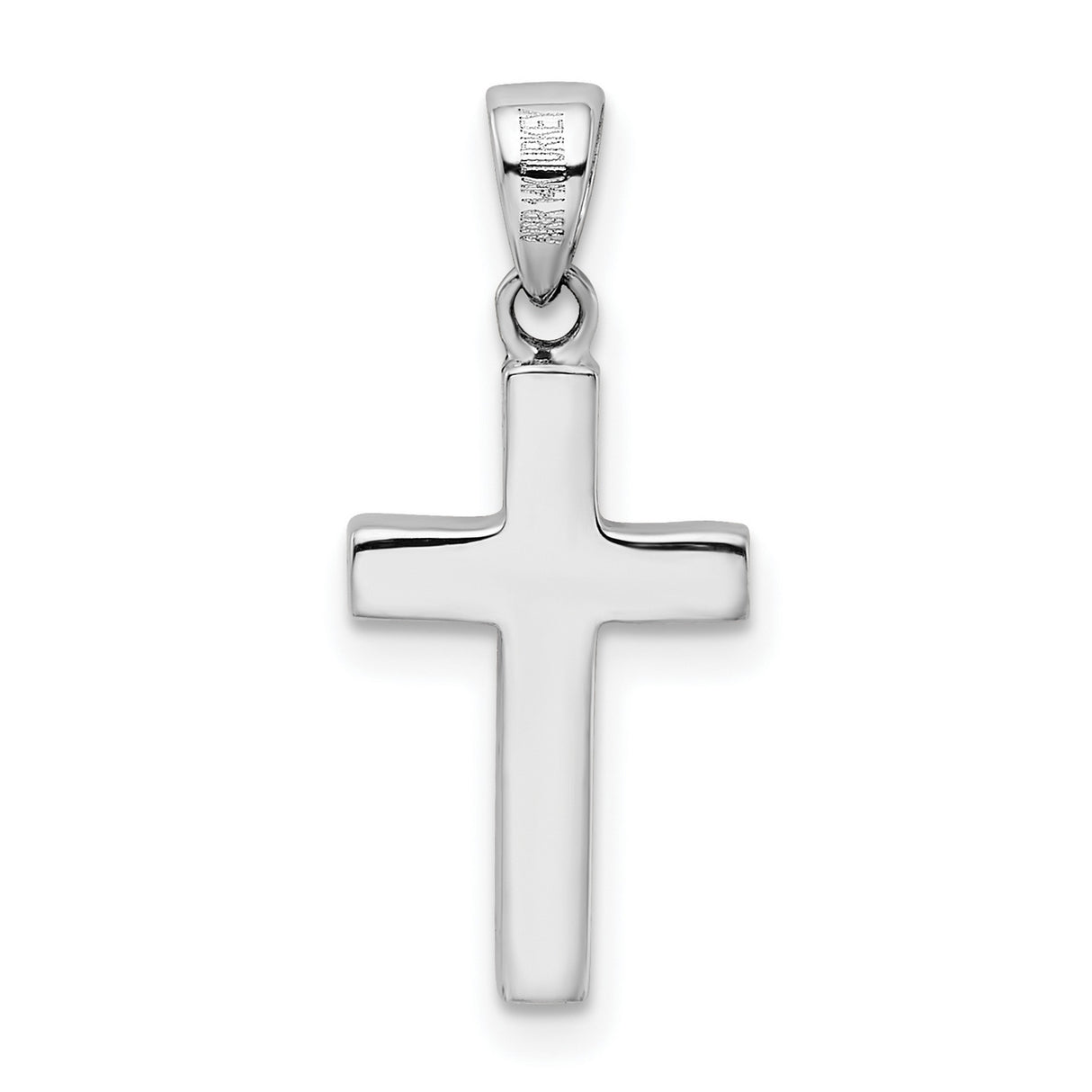 14k White Gold Cross Pendant with Polished Finish, Minimalist Religious Design for Men and Women