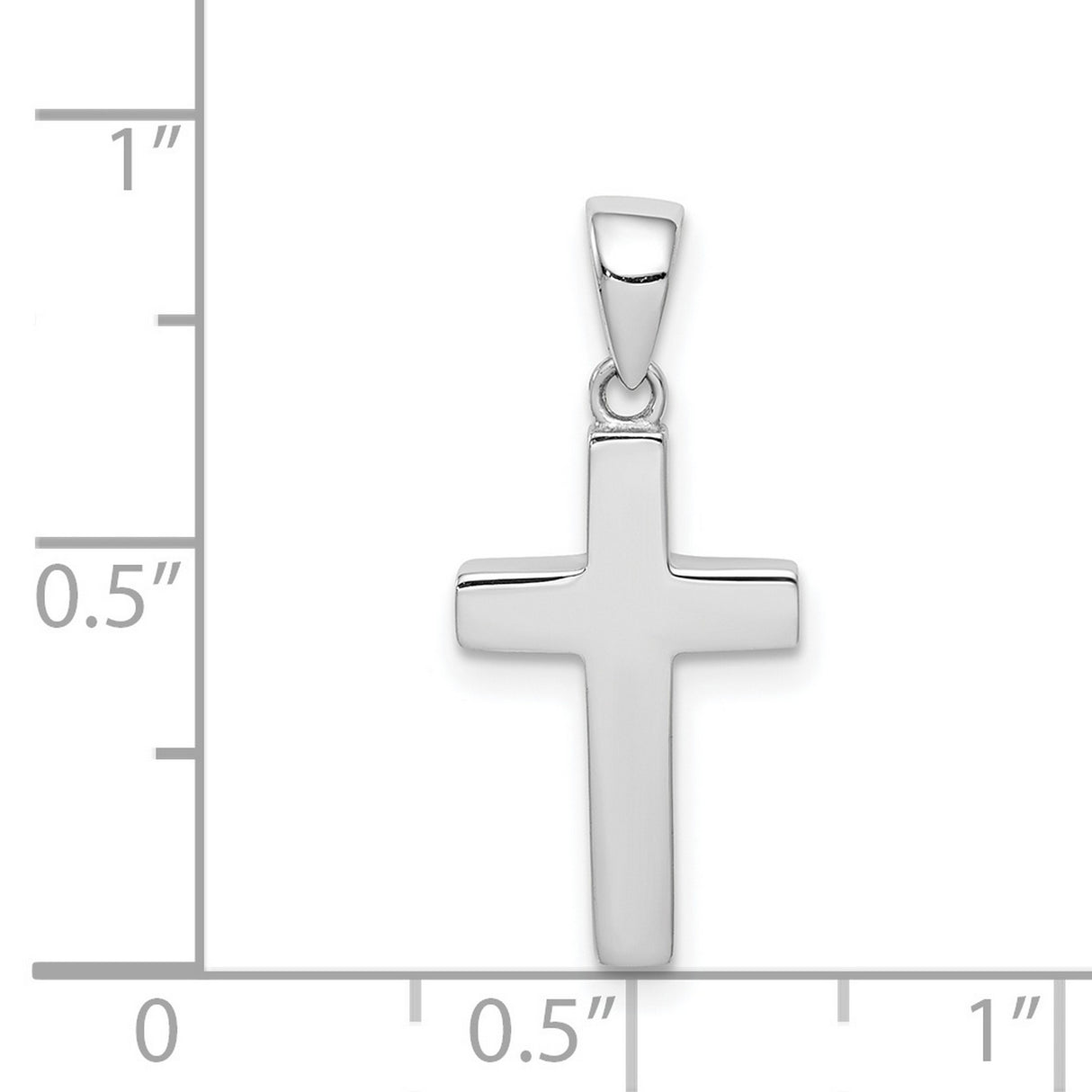 14k White Gold Cross Pendant with Polished Finish, Minimalist Religious Design for Men and Women