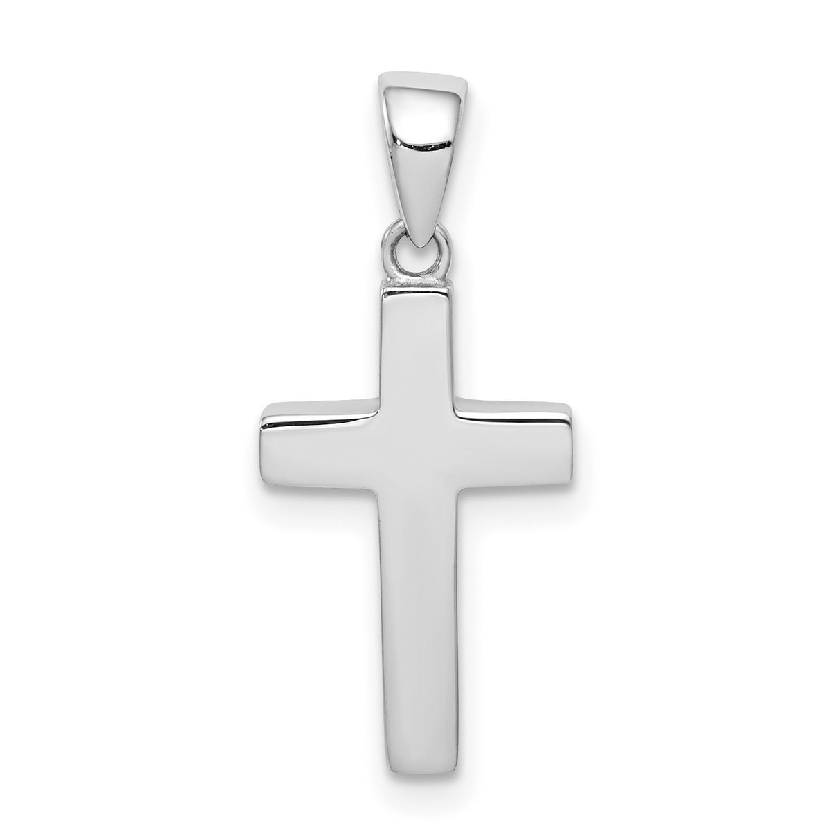 14k White Gold Cross Pendant with Polished Finish, Minimalist Religious Design for Men and Women
