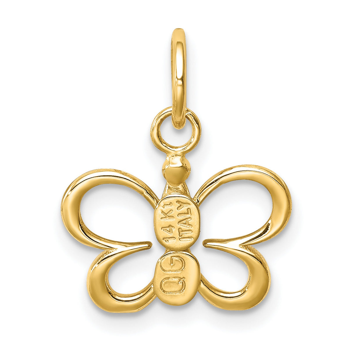 14k Yellow Gold Butterfly Pendant with Open Design, Nature-Inspired Minimalist Jewelry for Women