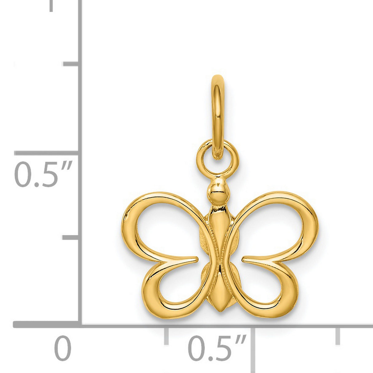 14k Yellow Gold Butterfly Pendant with Open Design, Nature-Inspired Minimalist Jewelry for Women