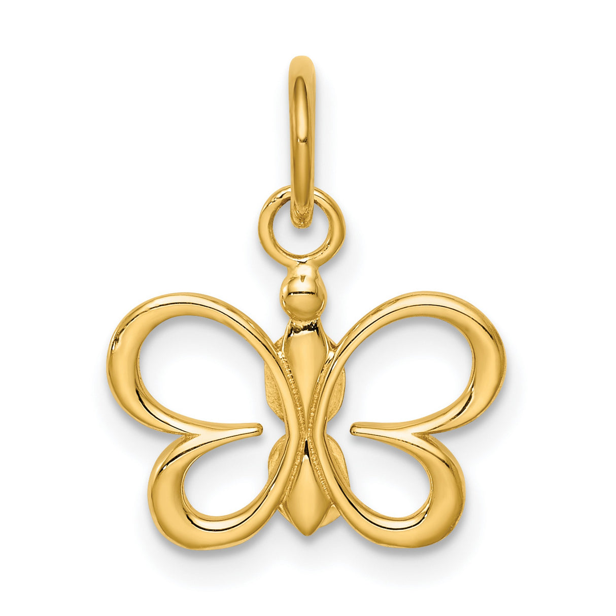 14k Yellow Gold Butterfly Pendant with Open Design, Nature-Inspired Minimalist Jewelry for Women