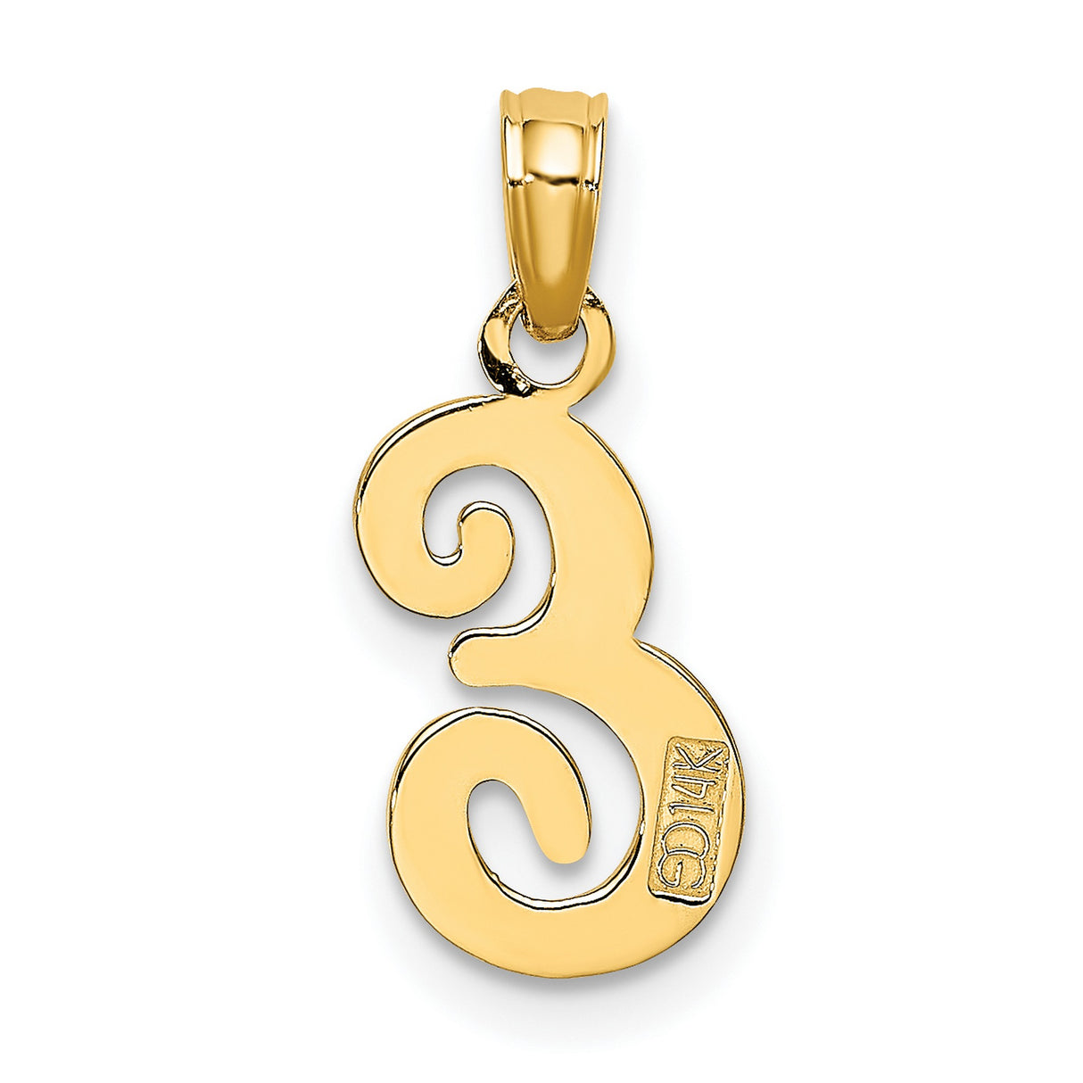 14k Yellow Gold Script Letter E Pendant, Cursive Initial Monogram Charm for Women or Unisex Wear