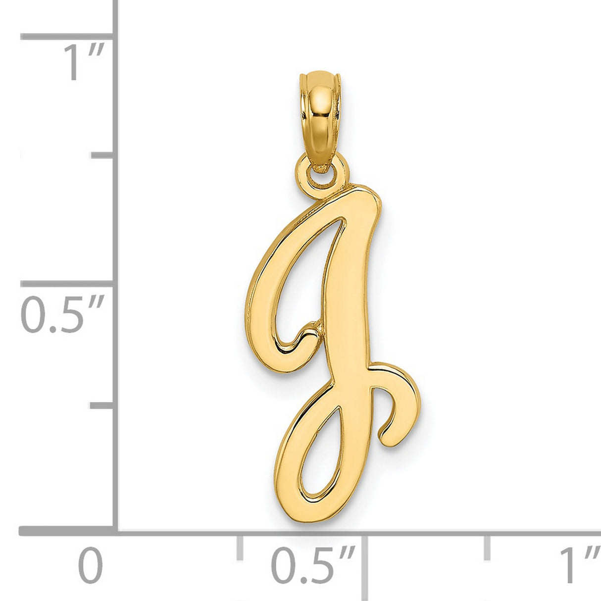 14k Yellow Gold Initial J Pendant, Polished Script Letter Charm for Women
