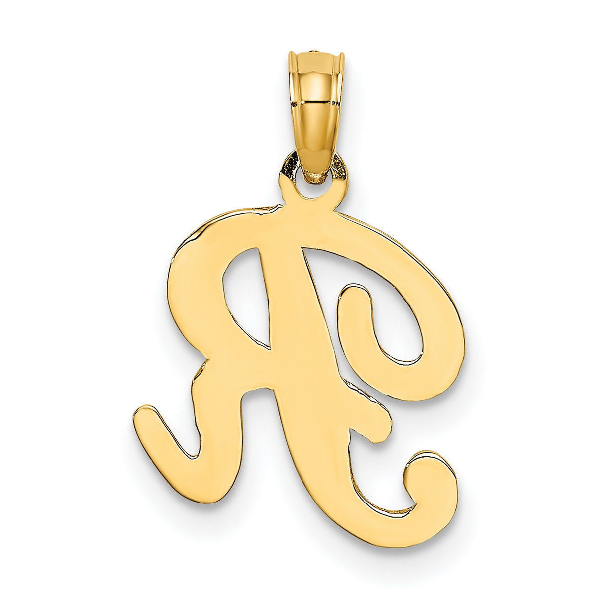 14k Yellow Gold Script R Pendant, Dainty Letter Charm, Monogram Jewelry for Women or Unisex Wear