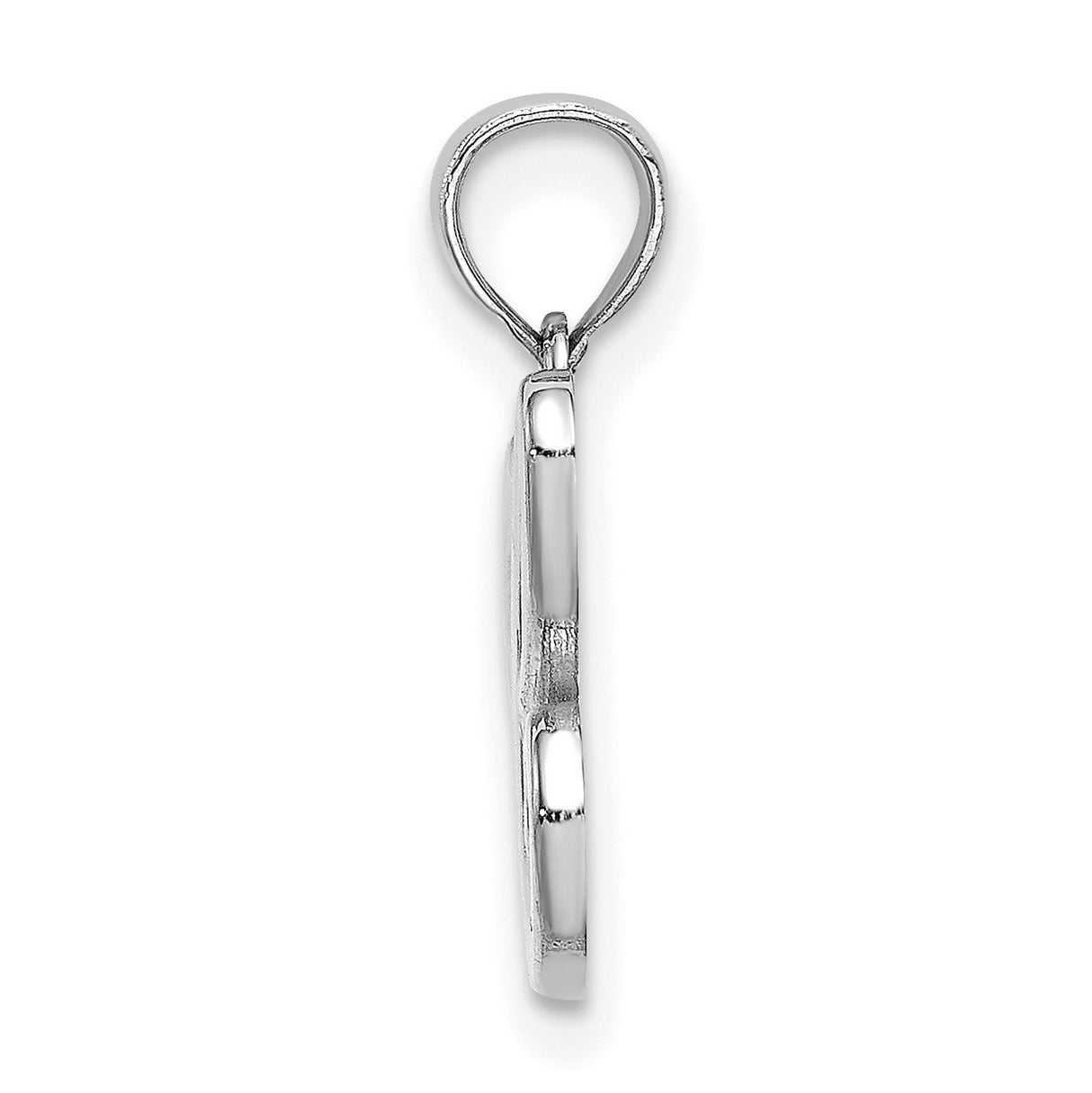 14k White Gold Script Initial C Pendant, Polished Cursive Letter Charm for Women