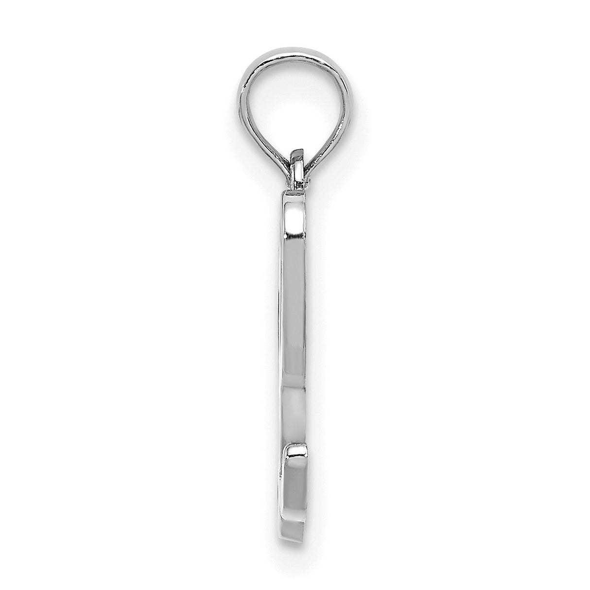 14k White Gold Script Initial L Pendant, Cursive Letter Alphabet Charm for Women