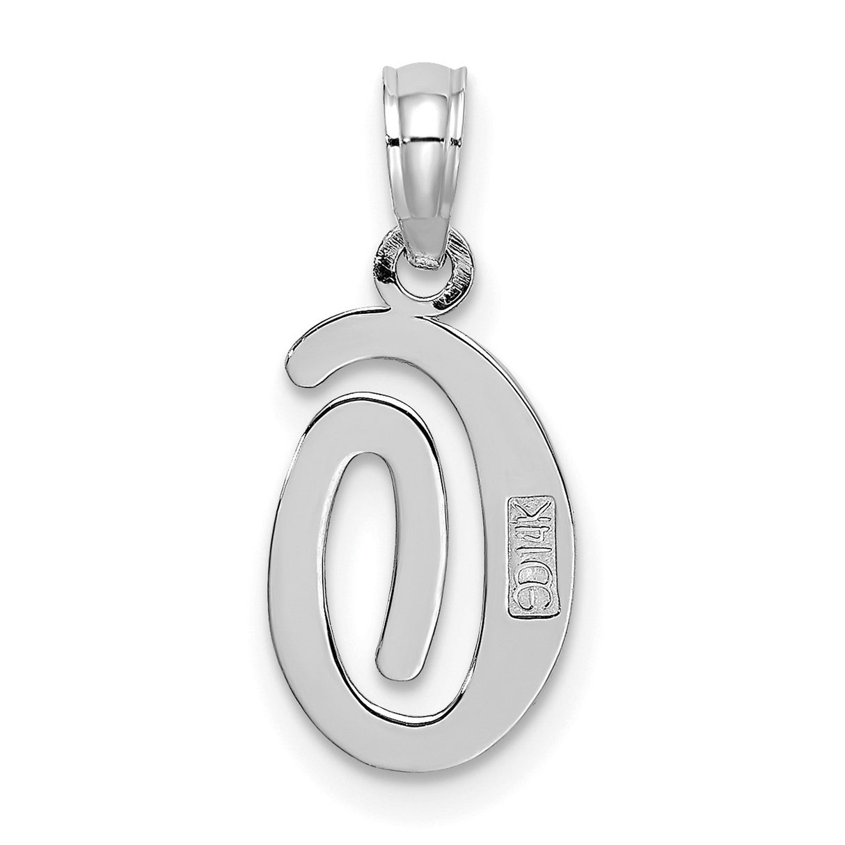 14k White Gold Letter G Pendant, Polished Script Initial Charm for Women